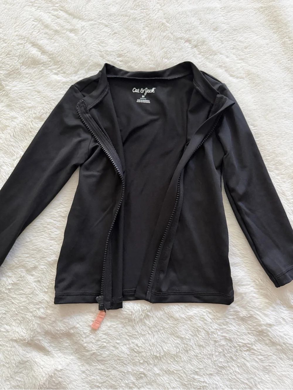 Cat & Jack Long Sleeve Full Zip Rashguard Swim Shirt Black Size 3T Unisex